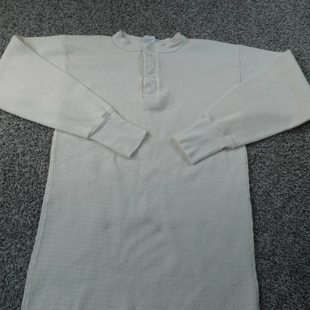 VTG Sears‎ Shirt Mens XLT White Waffle Knit Thermal Long Johns Baselayer Top USA
